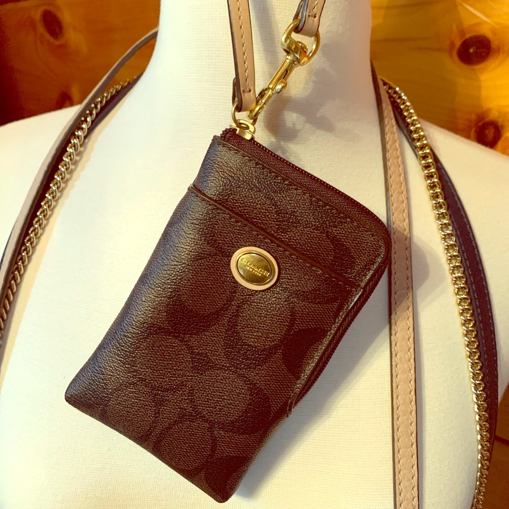 Coach Signature small leather phone wristlet